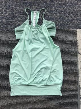 lululemon athletica Mint Green Striped Racerback Tank